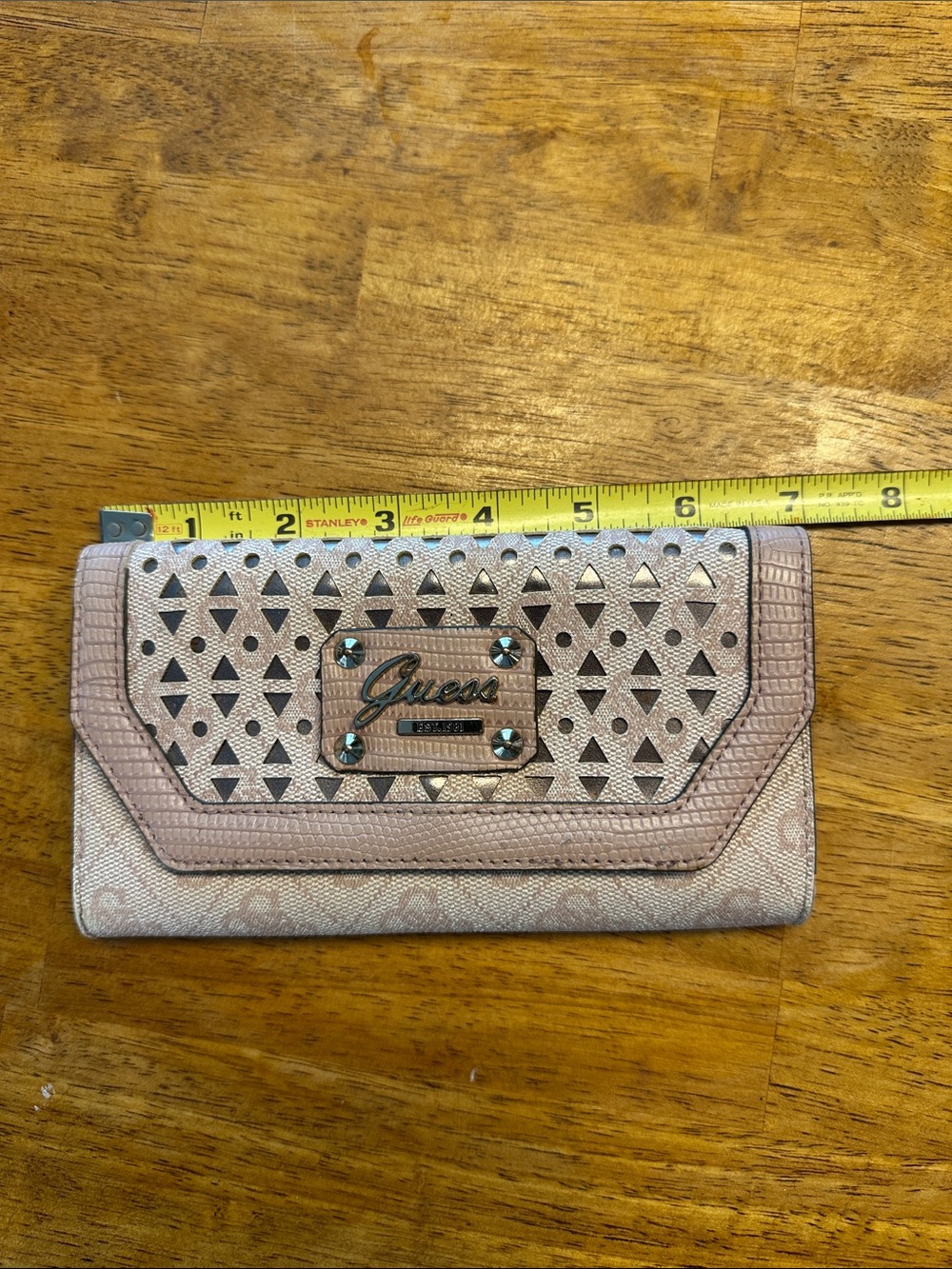 Guess Metallic Rose Gold Cutout Clutch Wallet